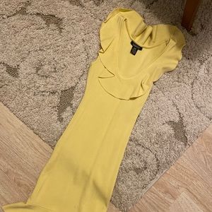 Yellow MIDI Peplum Dress